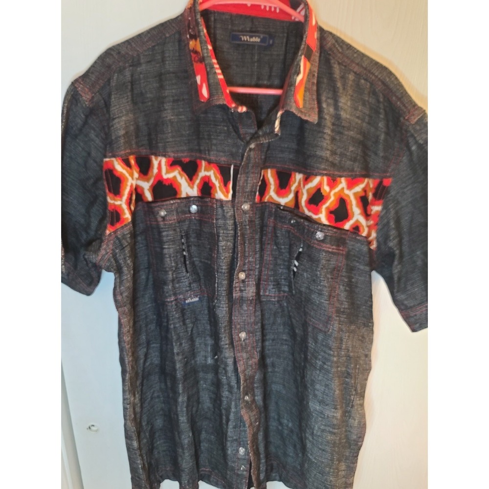 Vintage Mens Mable Button Down Short Sleeve Shirt Metal Buttons  XXL Very Nice